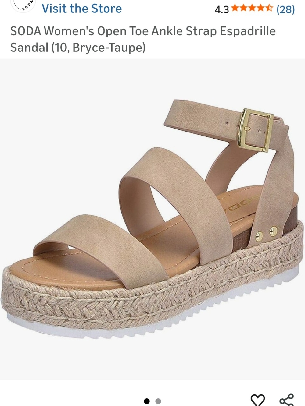 SODA Bryce Taupe Espadrille Ankle-Strap Sandal Size 9.5